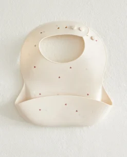 Mealtime*ZARA Home Silicone Heart Print Bib Pink