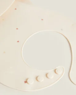 Mealtime*ZARA Home Silicone Heart Print Bib Pink