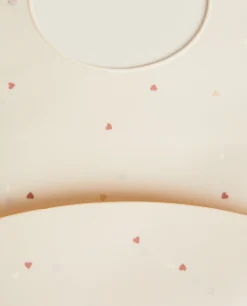 Mealtime*ZARA Home Silicone Heart Print Bib Pink
