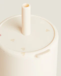 Mealtime*ZARA Home Silicone Heart Tumbler With Straw Pink