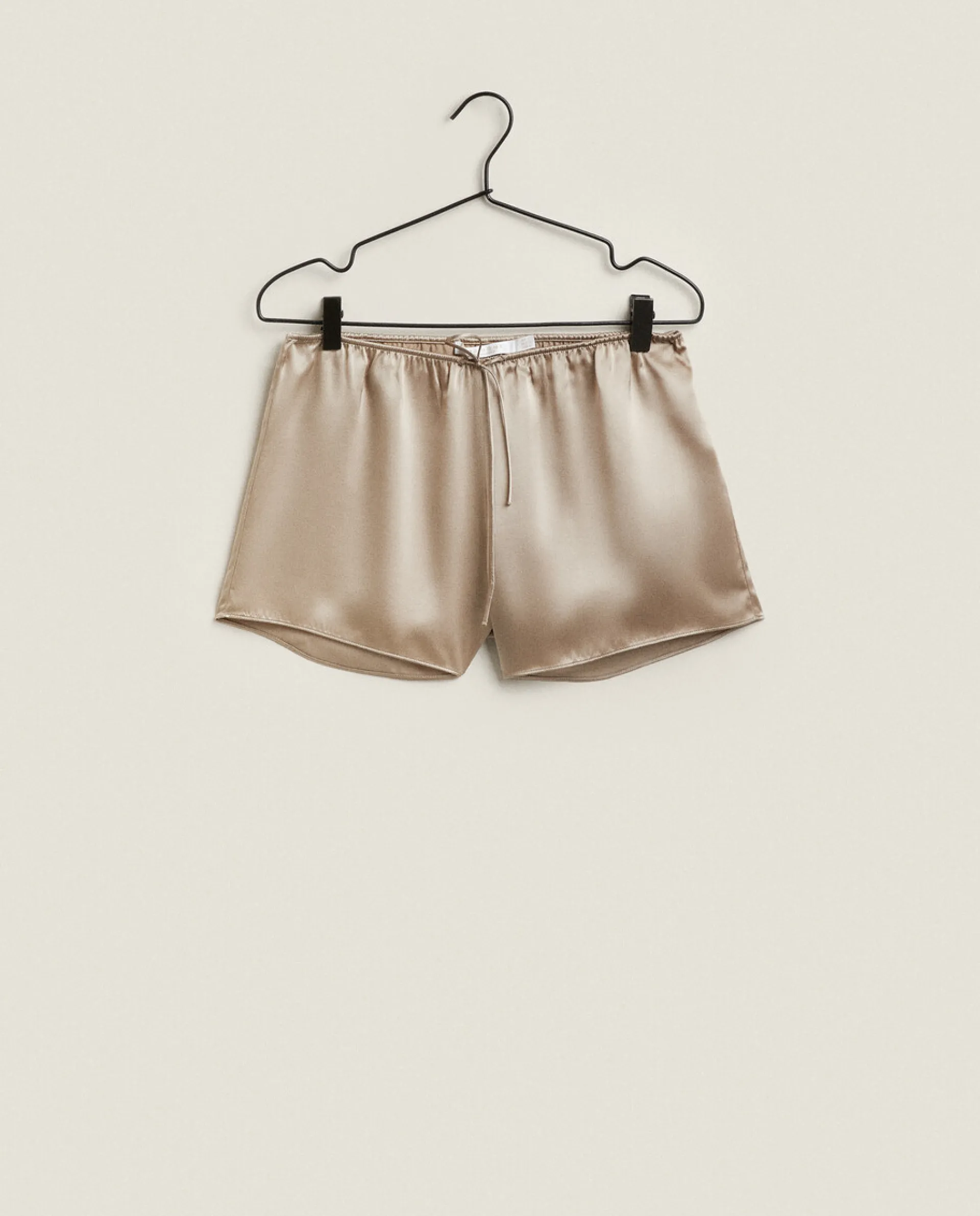 Pajamas*ZARA Home Silk Shorts Taupe