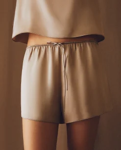 Pajamas*ZARA Home Silk Shorts Taupe