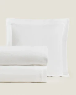 Bedspreads*ZARA Home Solid Color Cotton Bedspread White