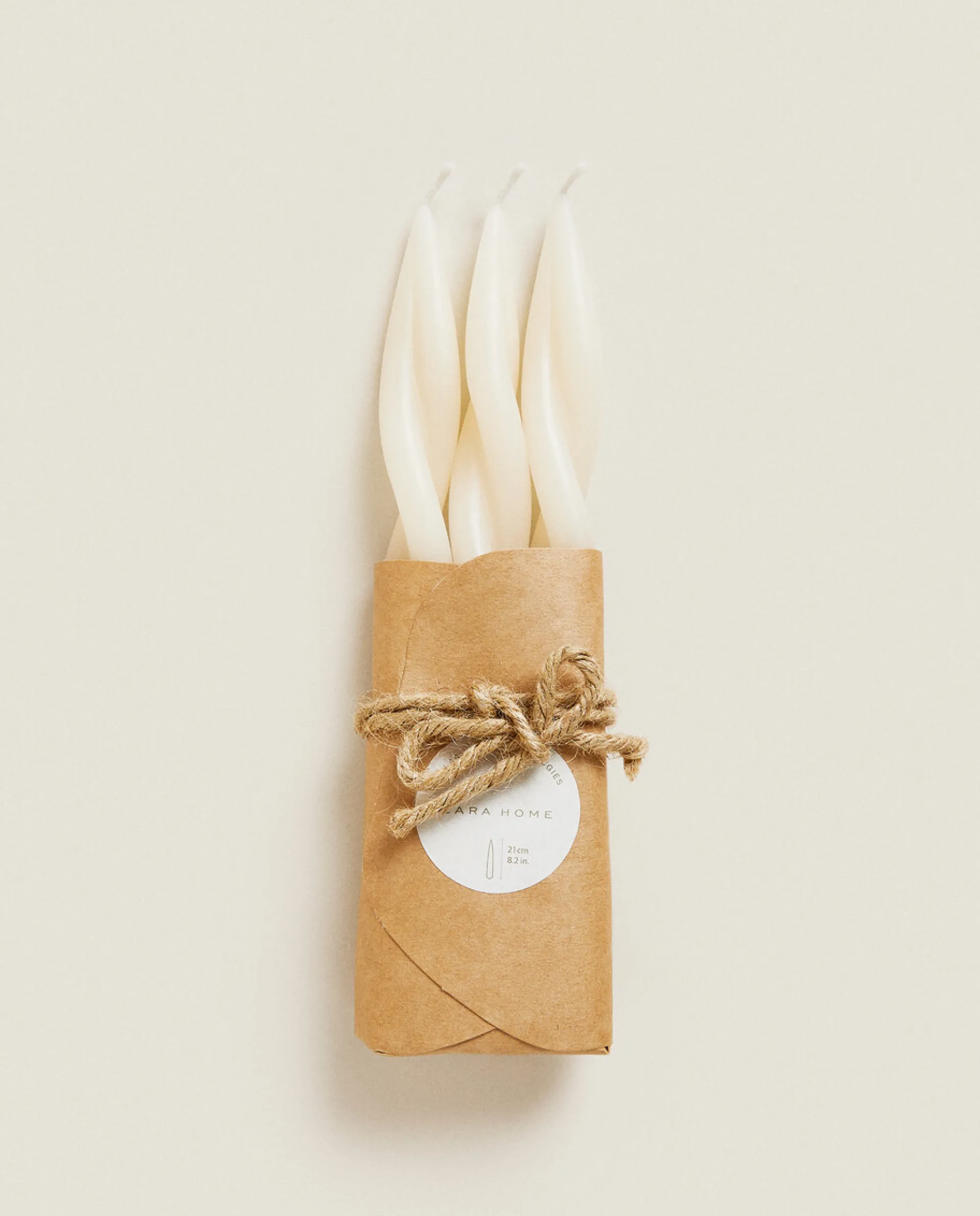 Candles*ZARA Home Spiral Candle (Pack Of 3) Ecru