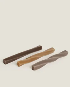 Candles*ZARA Home Spiral Candle (Pack Of 3) Brown