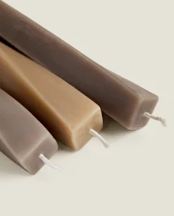 Candles*ZARA Home Spiral Candle (Pack Of 3) Brown