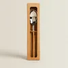 Cutlery*ZARA Home 4-Spoon Box With Wood Pattern Handles Brown