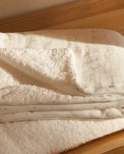 Bathroom*ZARA Home Star Crepe Towel Oyster White