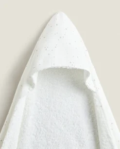 Bathroom*ZARA Home Star Hooded Towel Oyster White