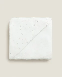 Bathroom*ZARA Home Star Hooded Towel Oyster White