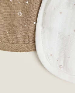 Mealtime*ZARA Home Star Print Muslin Bibs (Set Of 2) Oyster White