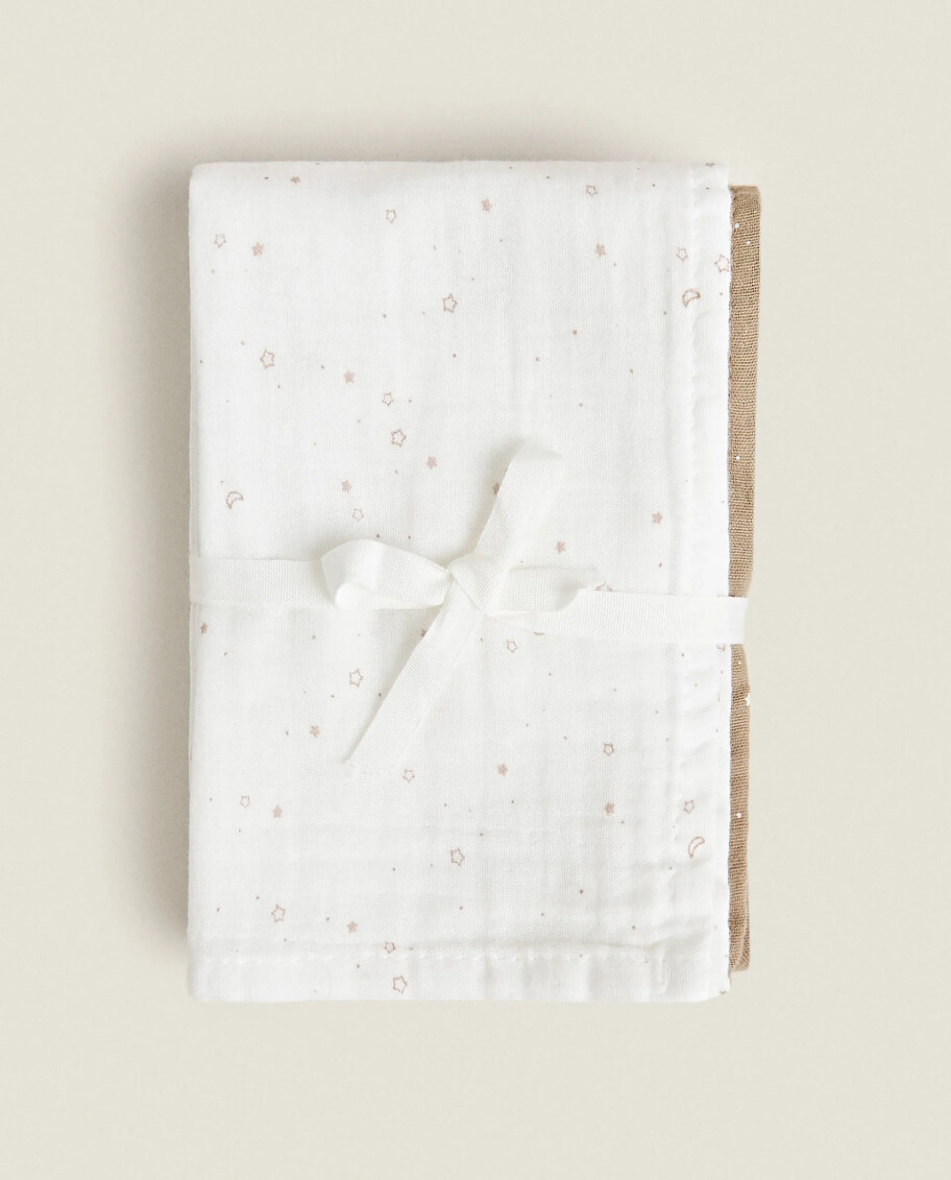 Mealtime*ZARA Home Star Print Muslin Cloths (Pack Of 3) Oyster White