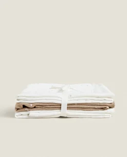 Mealtime*ZARA Home Star Print Muslin Cloths (Pack Of 3) Oyster White
