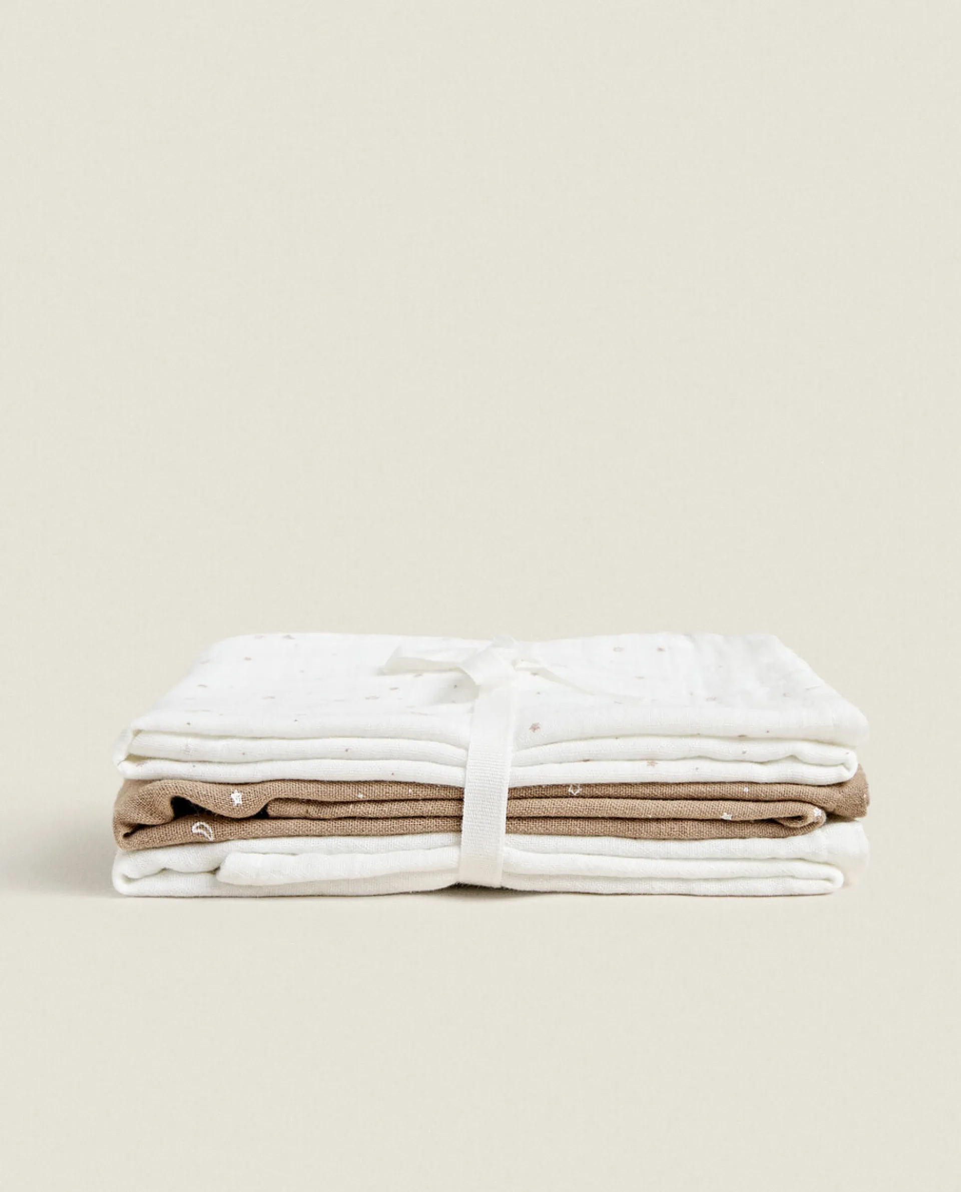 Mealtime*ZARA Home Star Print Muslin Cloths (Pack Of 3) Oyster White