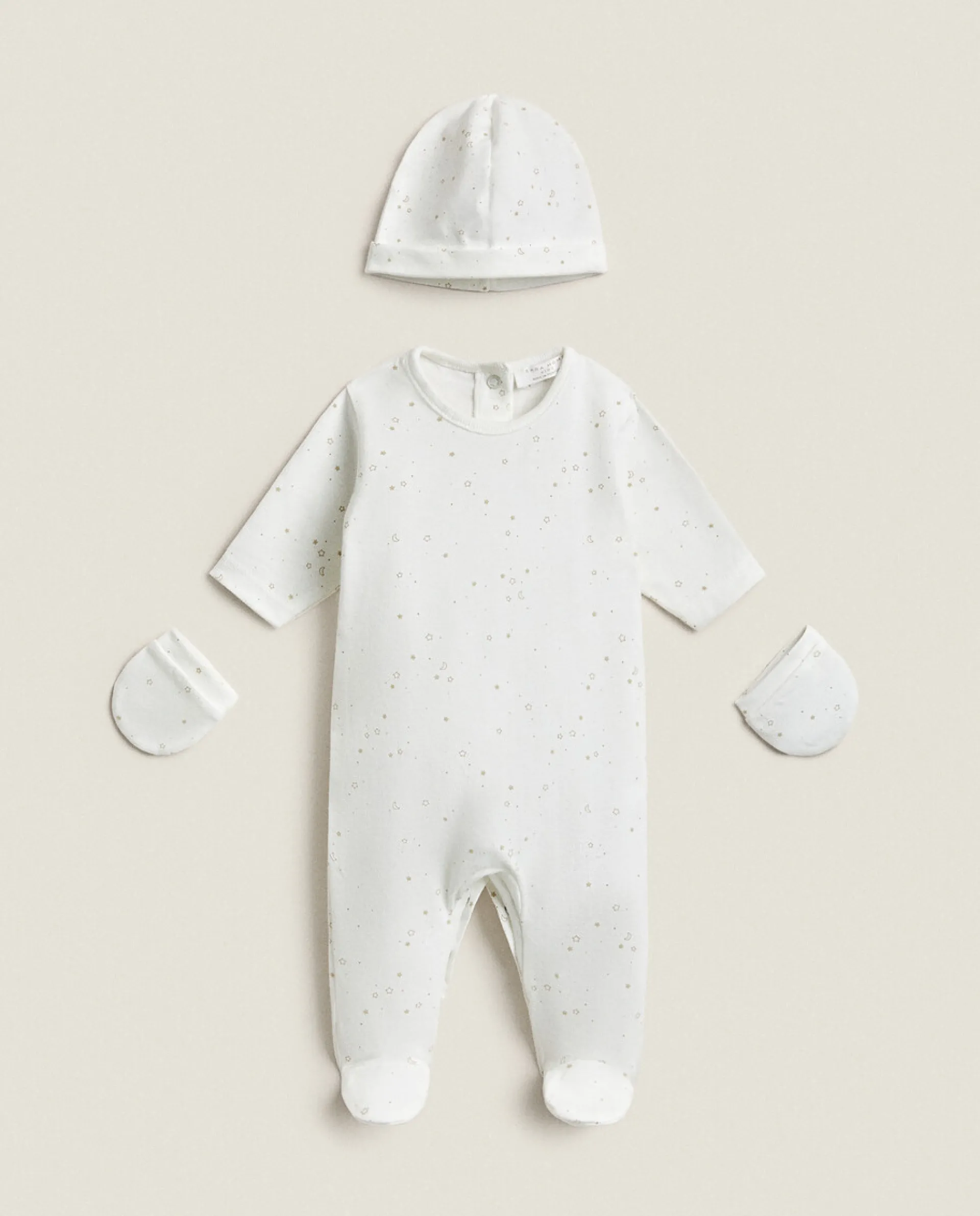 Clothing And Footwear*ZARA Home Star Print Newborn Set Oyster White