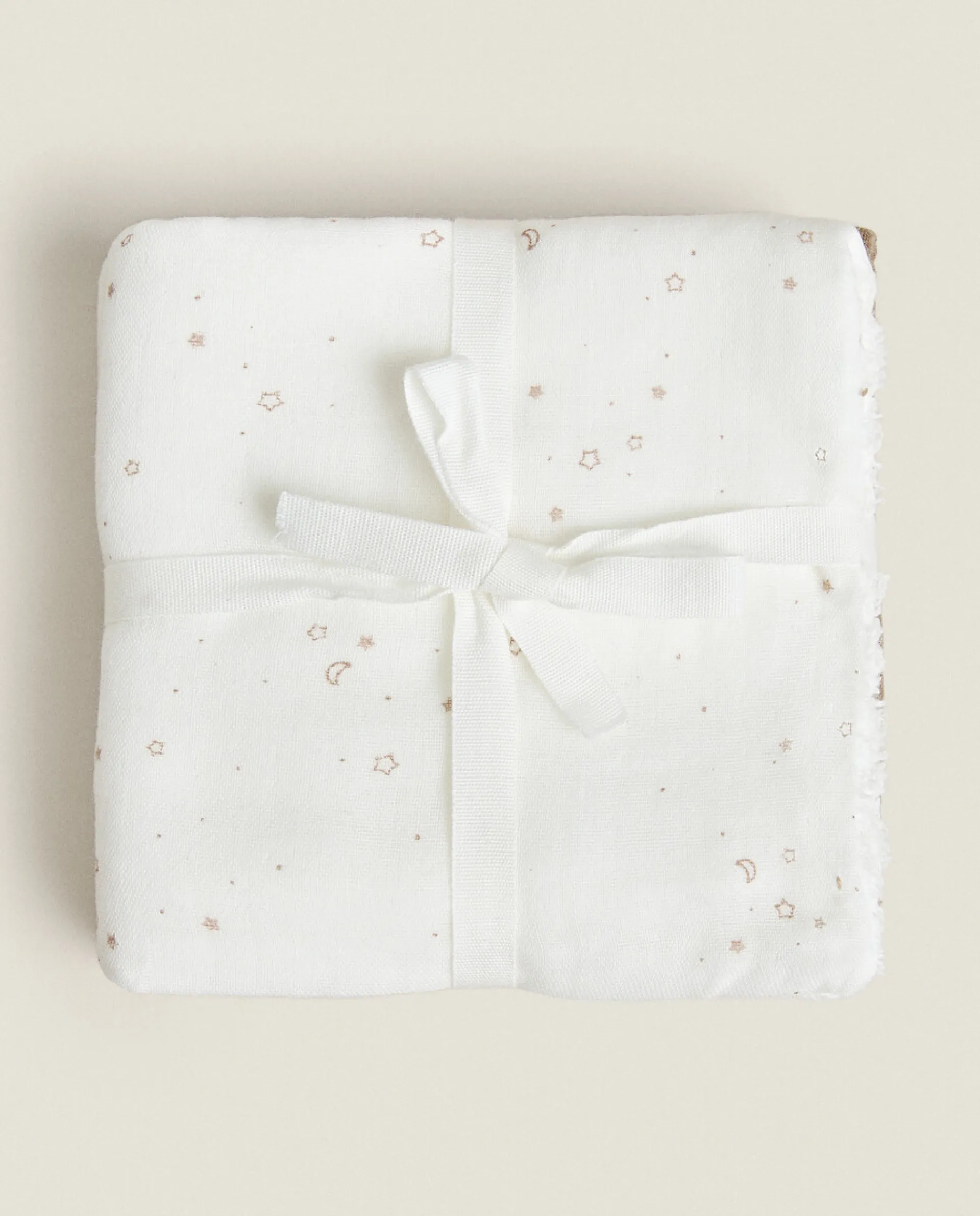 Bathroom*ZARA Home Star Print Towels (Pack Of 3) Oyster White