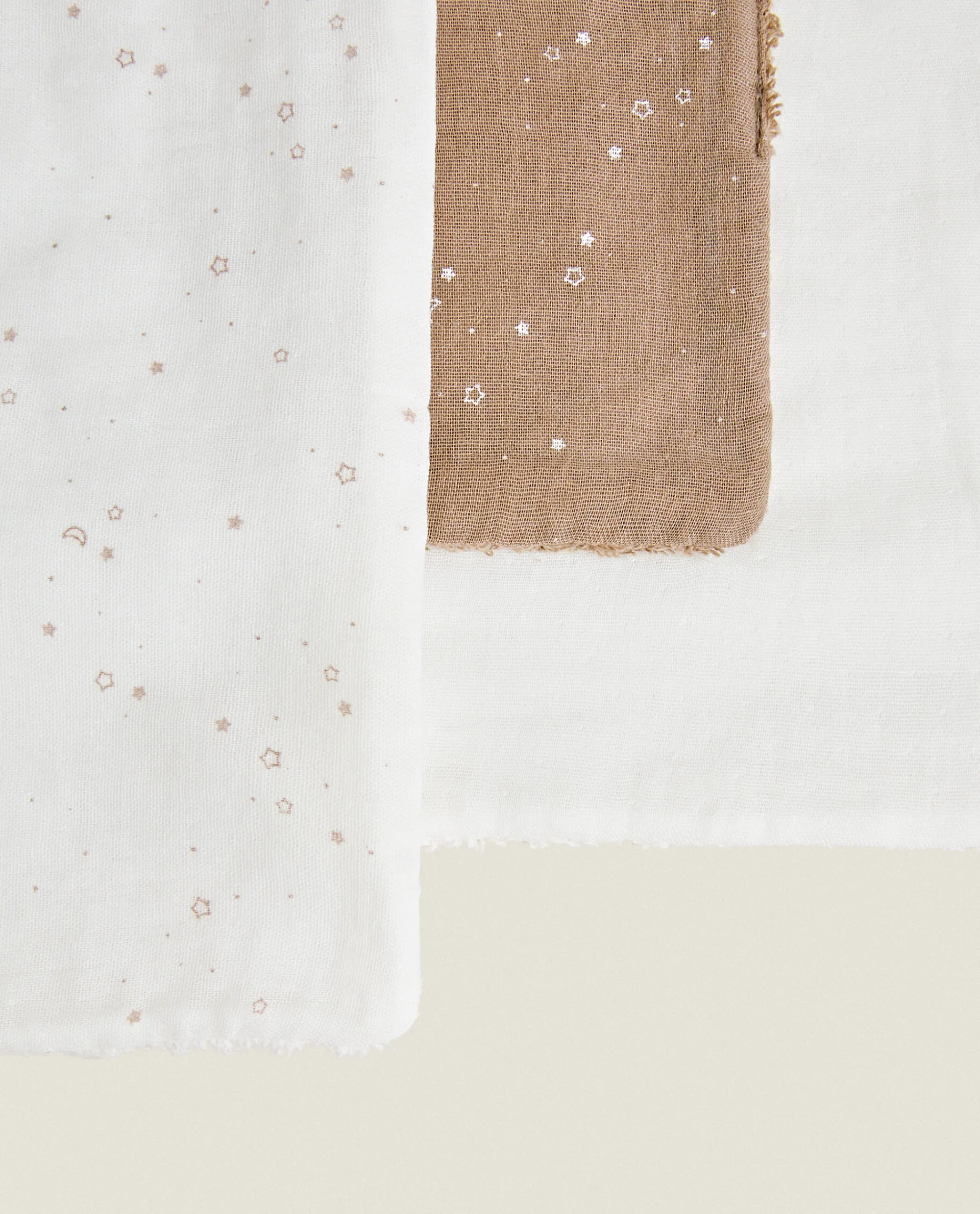 Bathroom*ZARA Home Star Print Towels (Pack Of 3) Oyster White