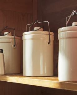 Storage*ZARA Home Stoneware Cylindrical Jar Cream