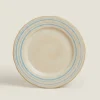 Dinner Plates*ZARA Home Stoneware Dinner Plate With Lines Ecru/ Blue