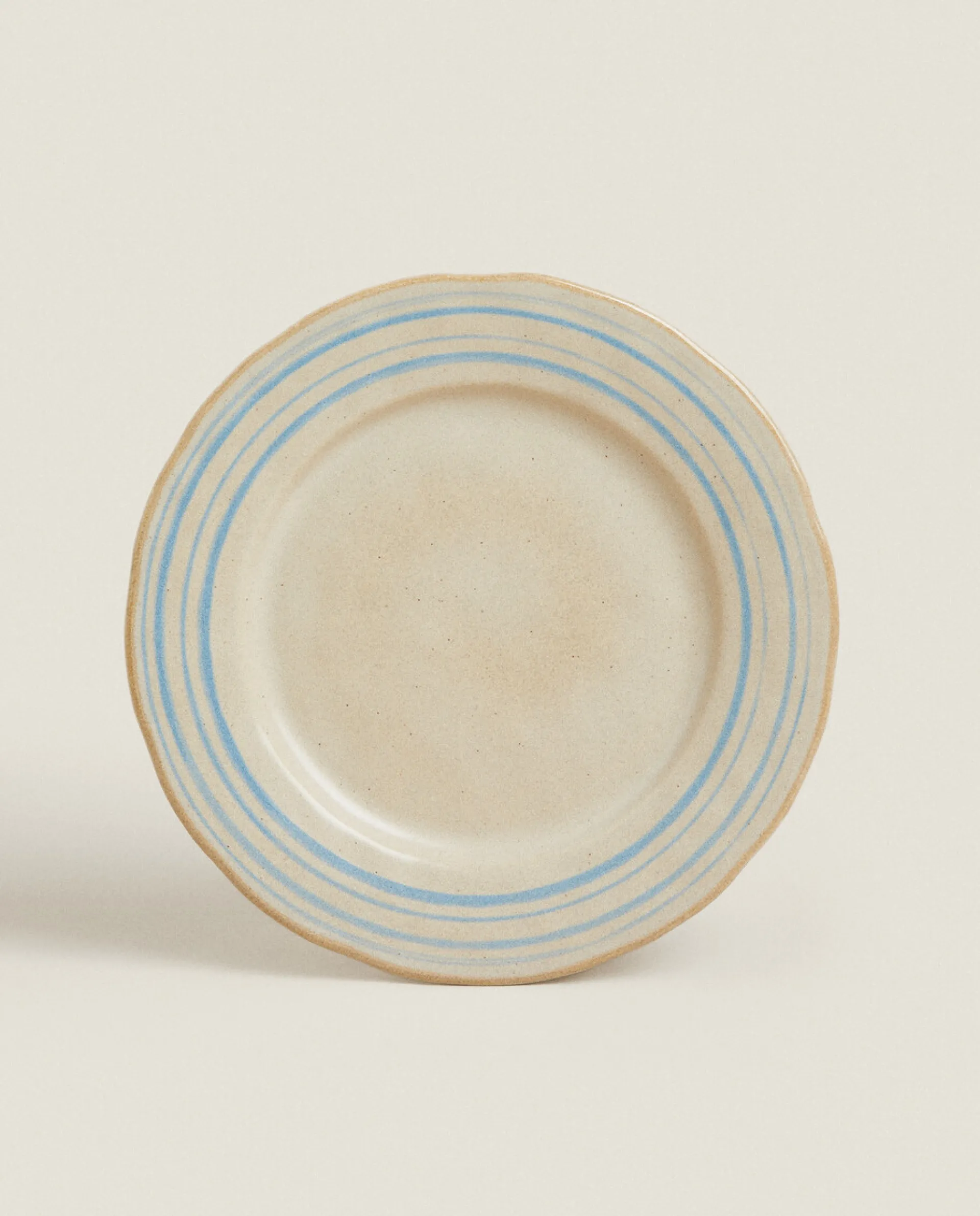 Dinner Plates*ZARA Home Stoneware Dinner Plate With Lines Ecru/ Blue