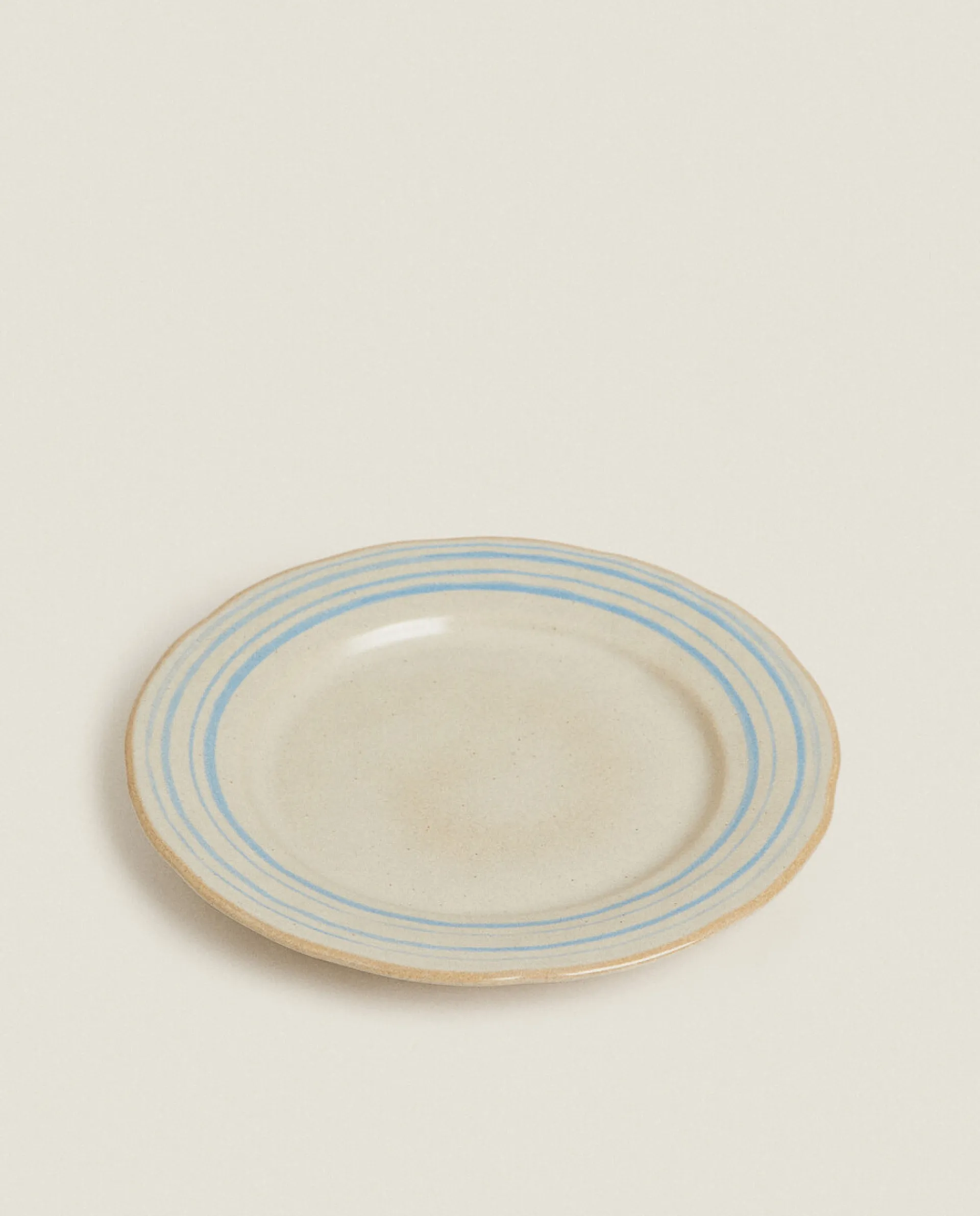 Dinner Plates*ZARA Home Stoneware Dinner Plate With Lines Ecru/ Blue