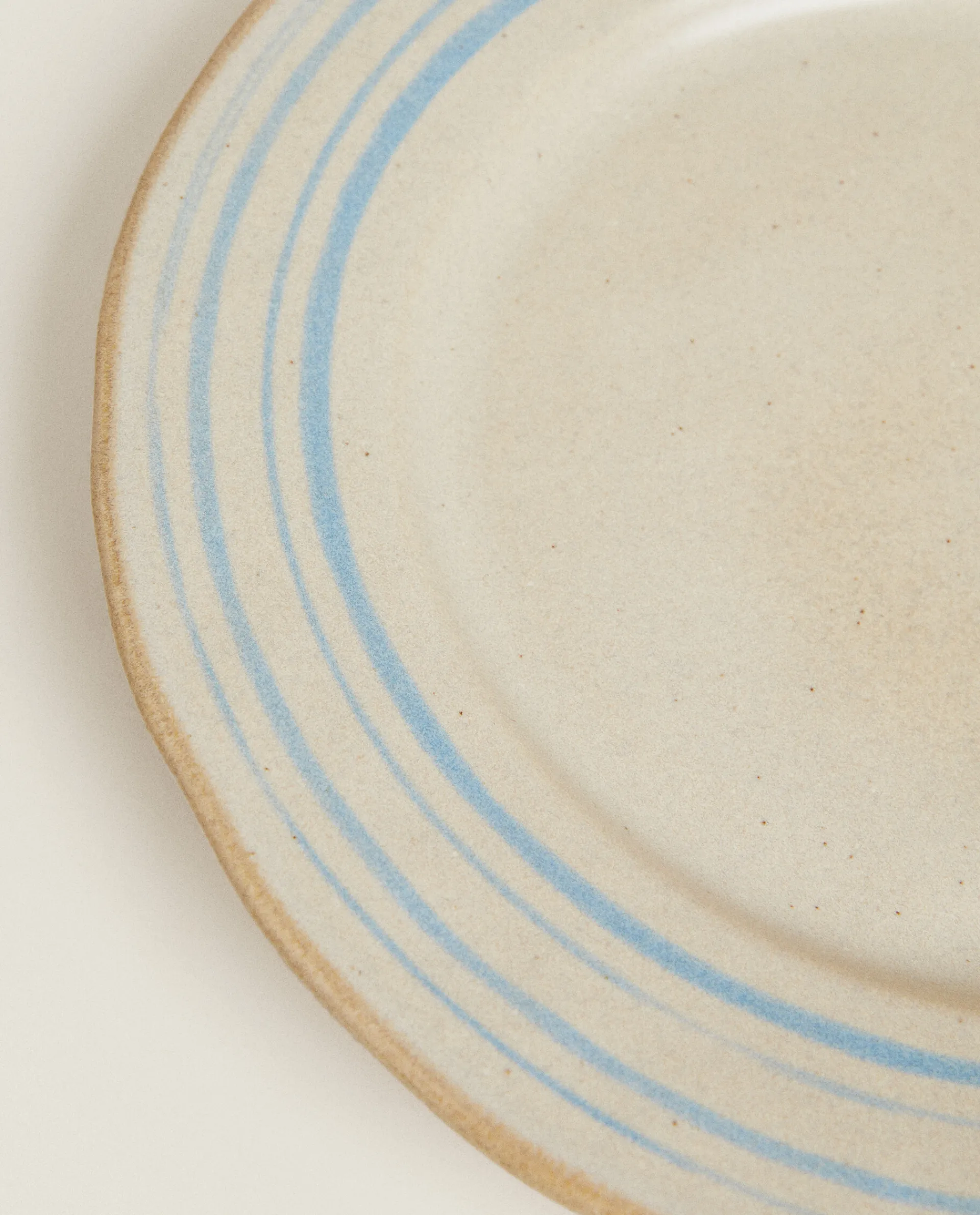 Dinner Plates*ZARA Home Stoneware Dinner Plate With Lines Ecru/ Blue