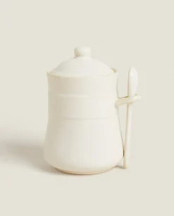 Kitchen Accessories*ZARA Home Stoneware Jam Jar Cream