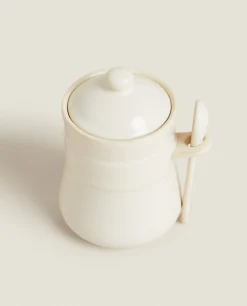 Kitchen Accessories*ZARA Home Stoneware Jam Jar Cream