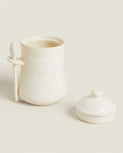 Kitchen Accessories*ZARA Home Stoneware Jam Jar Cream
