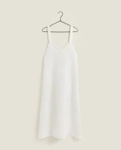 Nightdresses*ZARA Home Strappy Linen Nightgown Cream