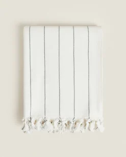 Beachwear*ZARA Home Striped Beach Towel Ecru/Black