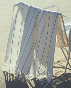 Beachwear*ZARA Home Striped Beach Towel Ecru/Black