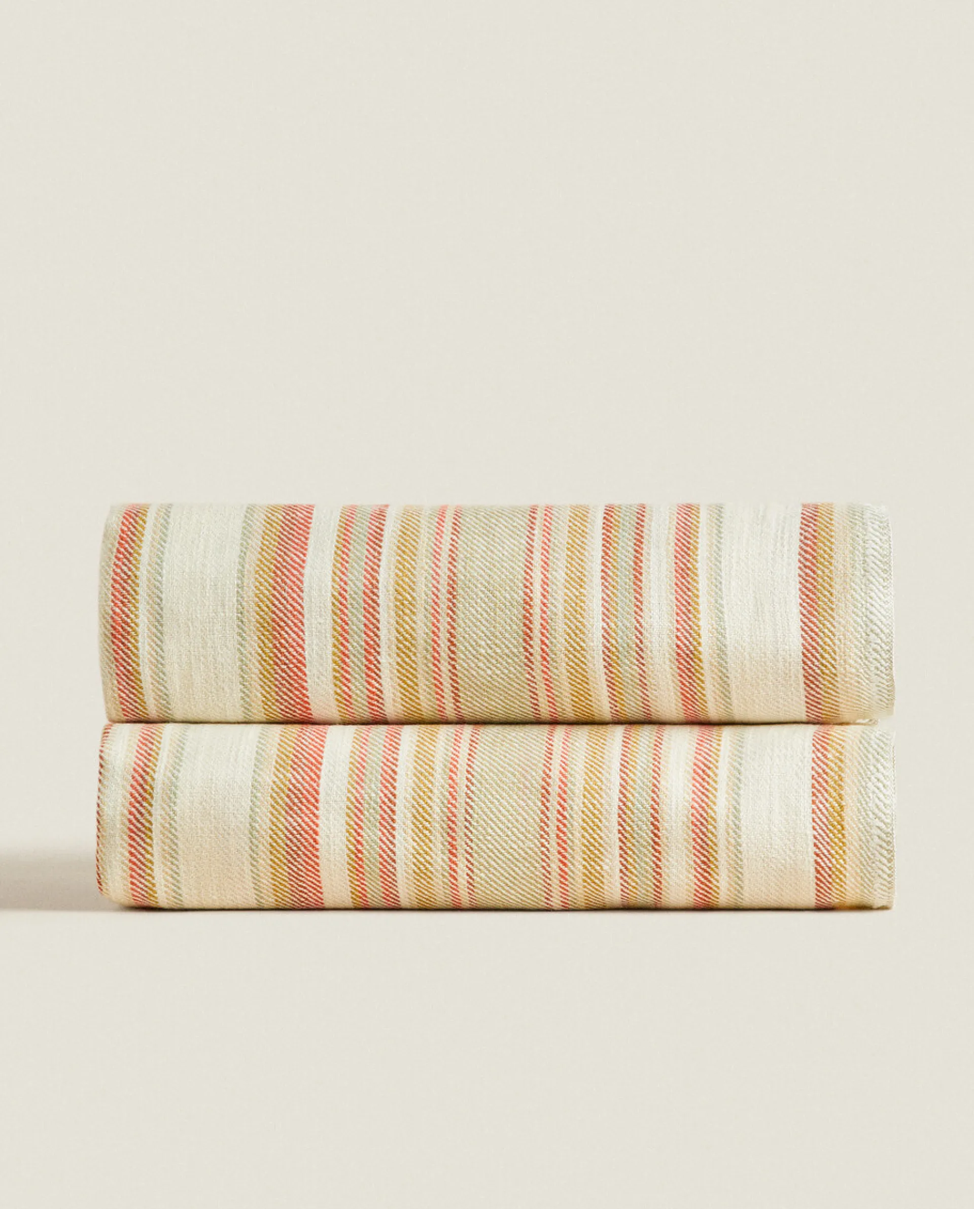 Blankets*ZARA Home Striped Cotton And Linen Blanket Multicolour