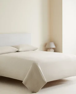 Duvet Covers*ZARA Home Striped Flannel Duvet Cover Sand