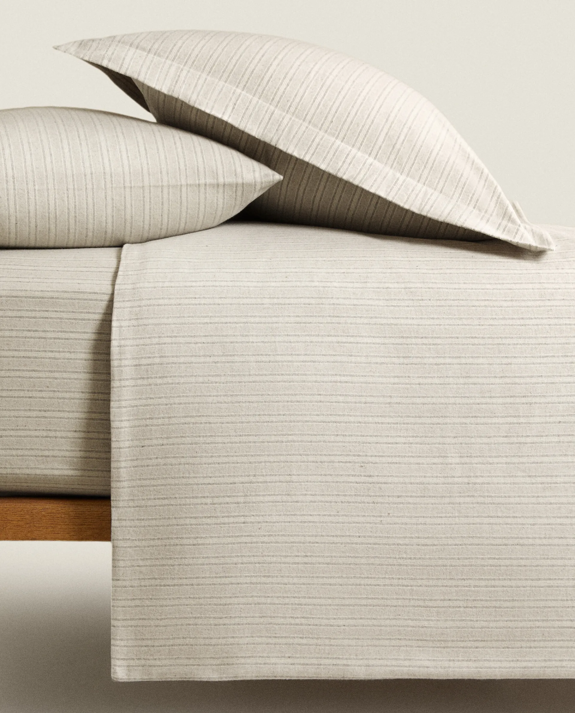 Duvet Covers*ZARA Home Striped Flannel Duvet Cover Sand