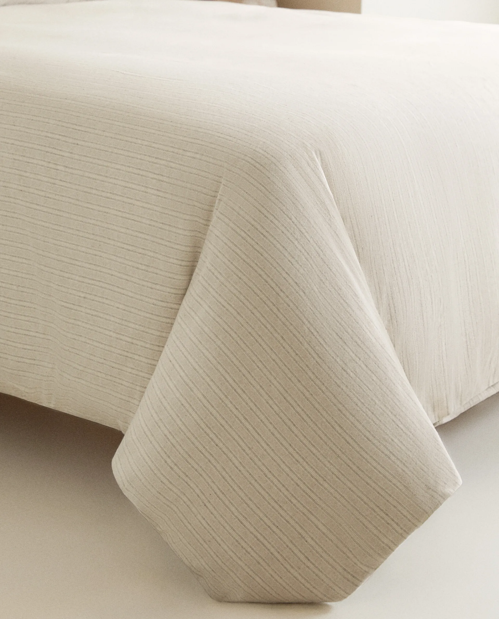 Duvet Covers*ZARA Home Striped Flannel Duvet Cover Sand