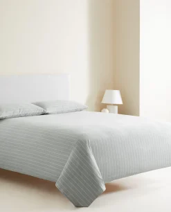 Duvet Covers*ZARA Home Striped Flannel Duvet Cover Grey
