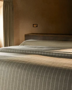 Duvet Covers*ZARA Home Striped Flannel Duvet Cover Grey