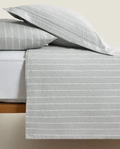 Duvet Covers*ZARA Home Striped Flannel Duvet Cover Grey