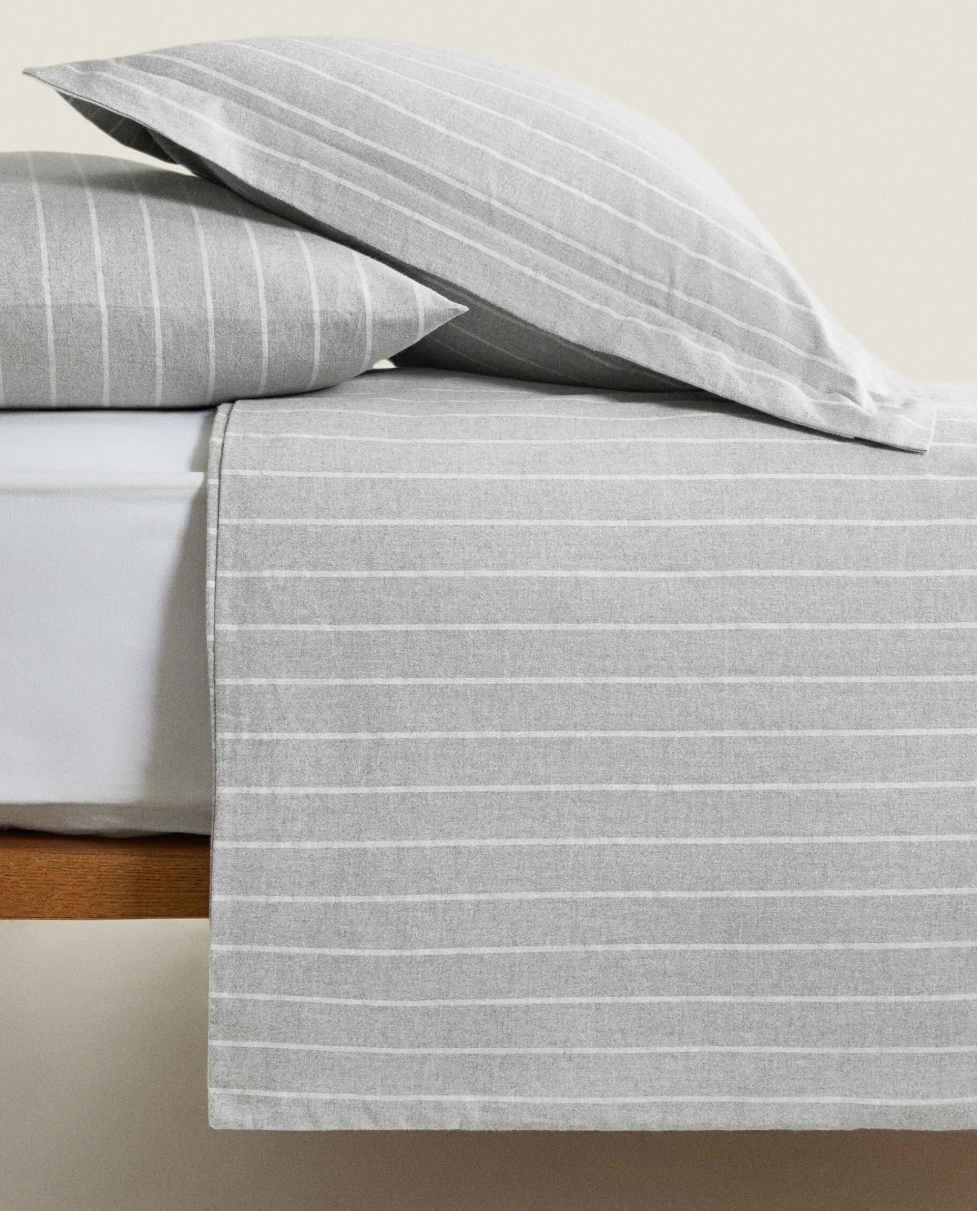 Duvet Covers*ZARA Home Striped Flannel Duvet Cover Grey