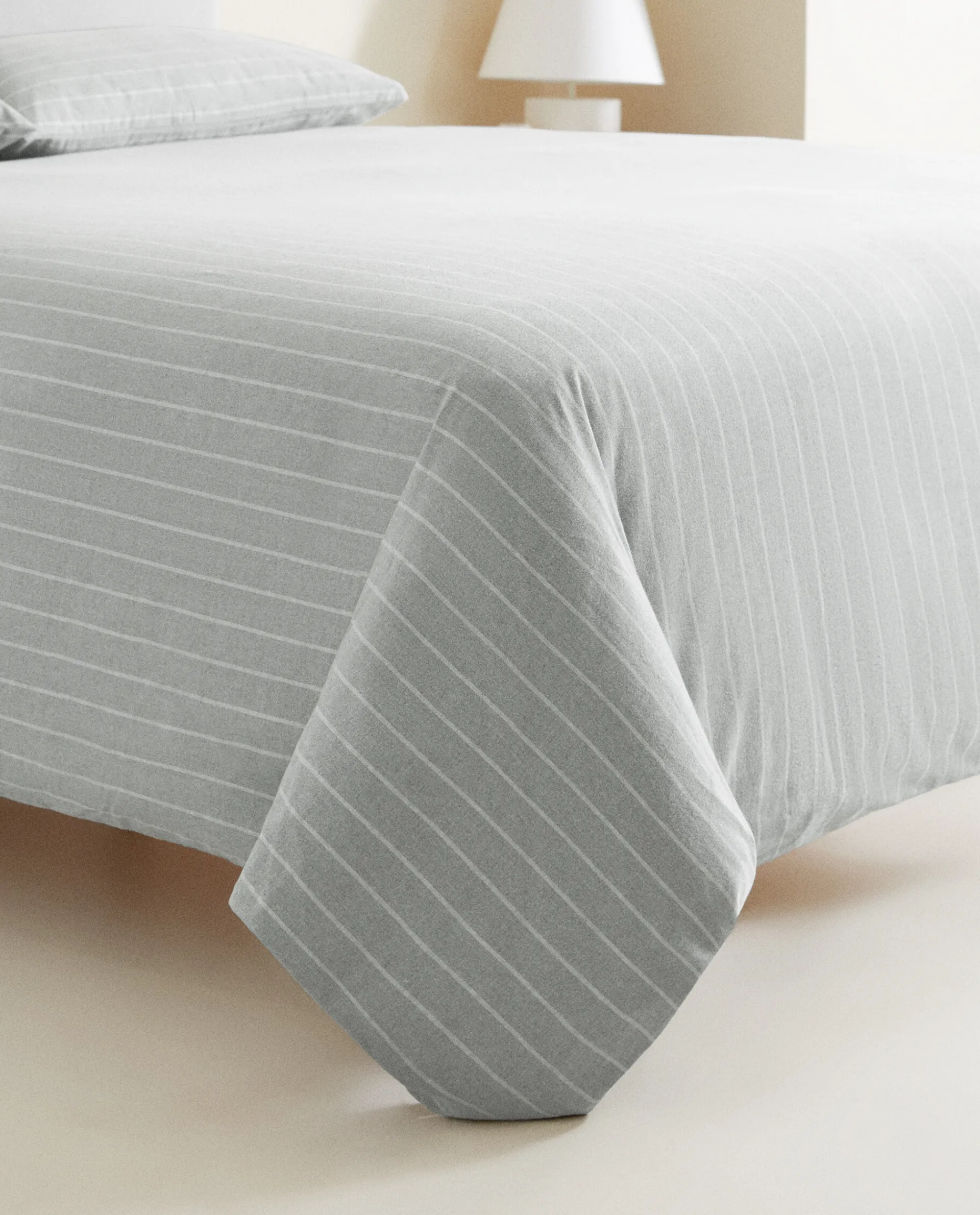 Duvet Covers*ZARA Home Striped Flannel Duvet Cover Grey