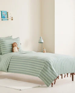 Duvet Covers*ZARA Home Striped Flannel Duvet Cover Green