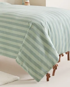 Duvet Covers*ZARA Home Striped Flannel Duvet Cover Green