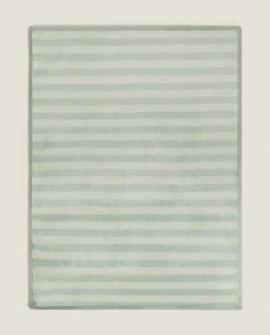 Blankets*ZARA Home Striped Fleece Blanket Green