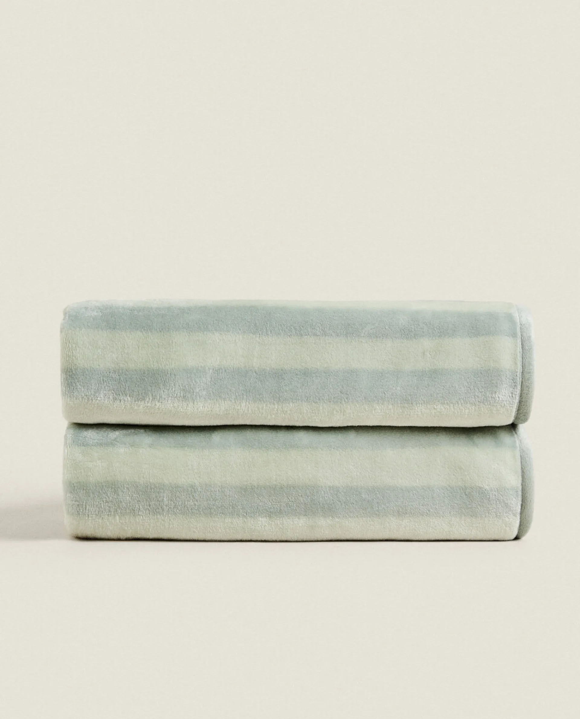 Blankets*ZARA Home Striped Fleece Blanket Green