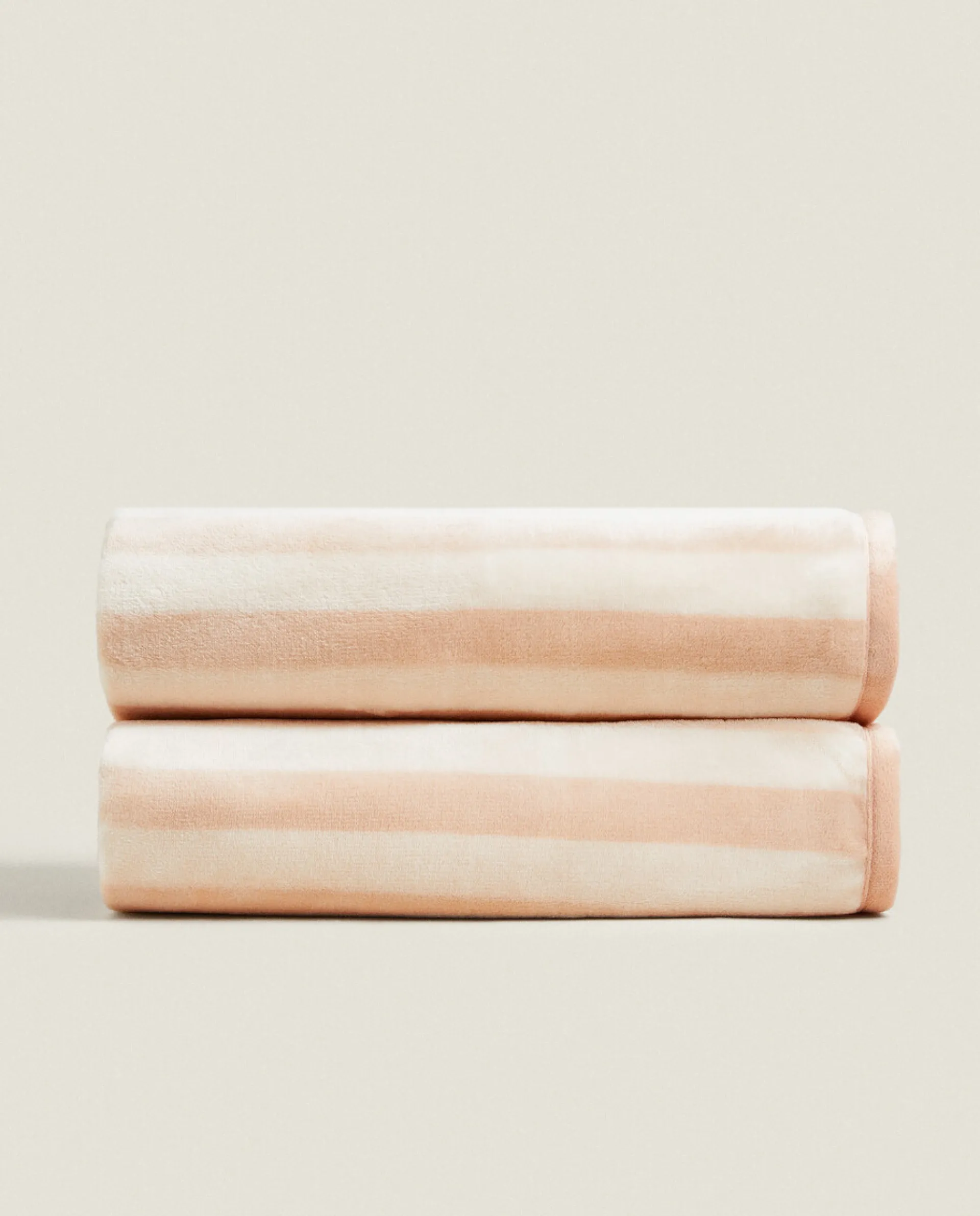 Blankets*ZARA Home Striped Fleece Blanket Pink