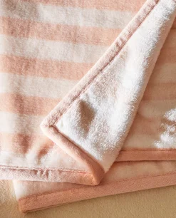 Blankets*ZARA Home Striped Fleece Blanket Pink