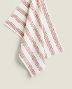 Kitchen Towels, Aprons And Bags*ZARA Home Striped Terrycloth Kitchen Towel Copper