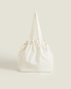 Laundry Care*ZARA Home Striped Travel Laundry Bag Ecru/Black