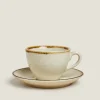 Mugs*ZARA Home Teacup With Rim Detail Ecru